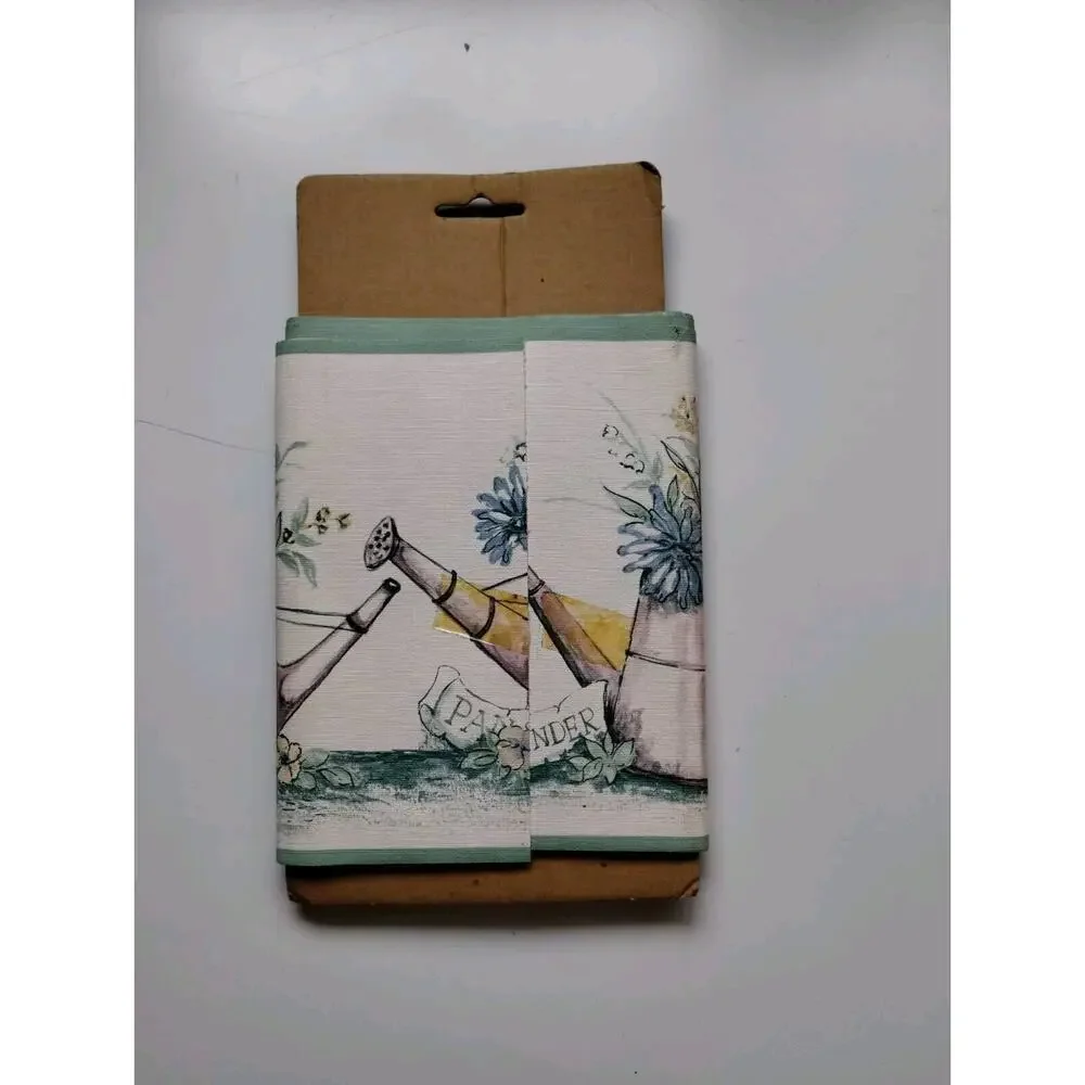 Norwall Decorative Wall Border - Potted Flowers Tin Watering Cans - 5 yds